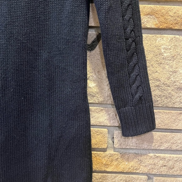 Cashmere TREASURE & BOND Cashmere Wool Navy Sz S Cable Knit Sweater Dress preppy - Picture 5 of 9